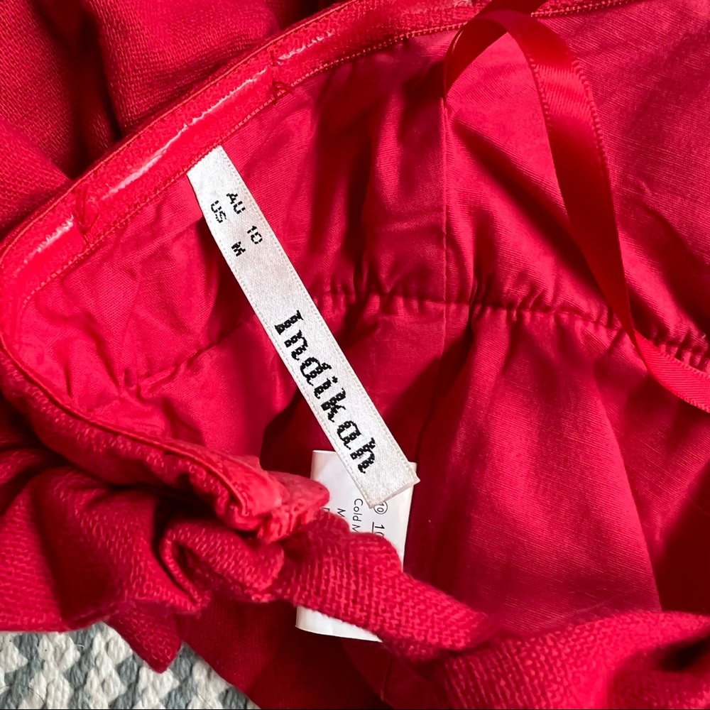 Linen Red Ruffle Crop Tube Top - Picture 5 of 5
